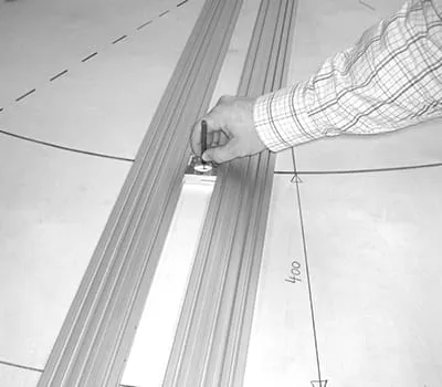 Contour van de segmentboog aftekenen