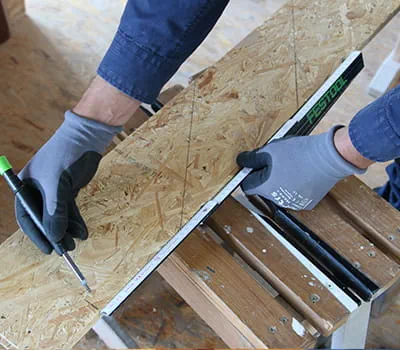 Restmaat op sjabloon aftekenen.