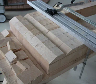 Découpe de l'extrémité des chevrons