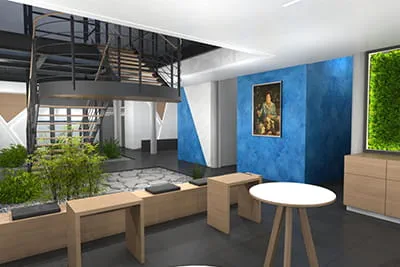 Rendering van het verlichtingsconcept – zicht op het zitbereik
