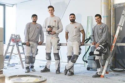 Het team van links naar rechts: Chef Noah Stelzle, Muharrem Kuyucu, Raphael Berg, Moussa Joulo