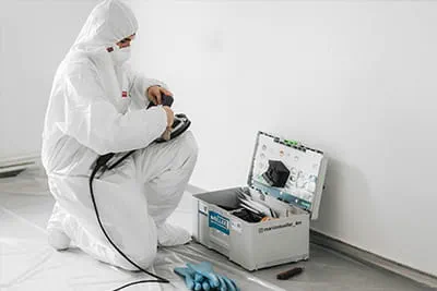 La ponceuse de rénovation RG 130 est équipée du disque diamant approprié pour retirer les couches touchées par les moisissures.