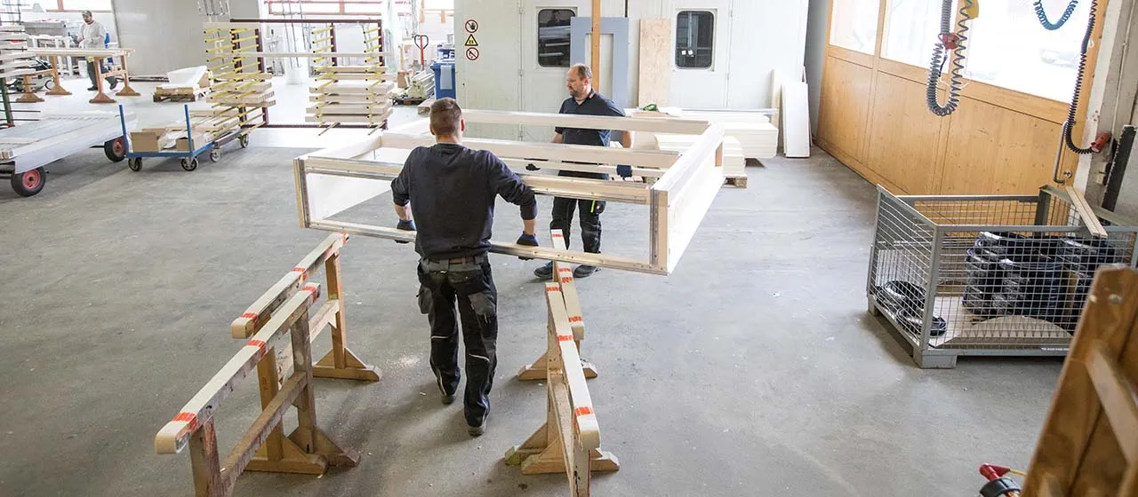 De schrijnwerkerswerkplaats van ‘Vereinigte Holzbaubetriebe’